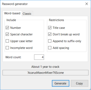 Bimil: Password generator
