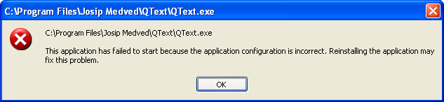 Application has been failed. Office XP Manifest.