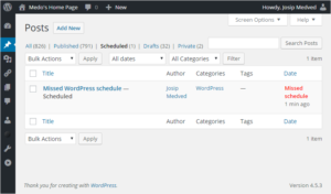 WordPress - missed schedule